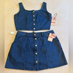 Denim vest + short skit set